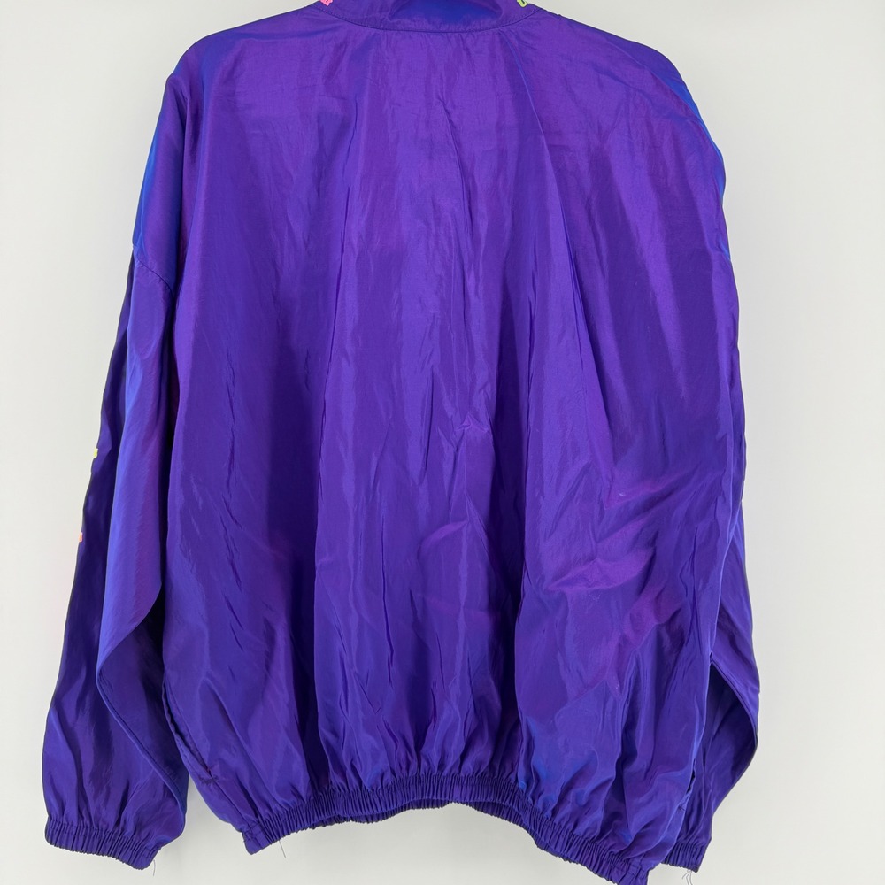 Vintage Venini Surf Gear Windbreaker Jacket Purple Neon One‎ Size 1/4 Zip 90s - Picture 6 of 8